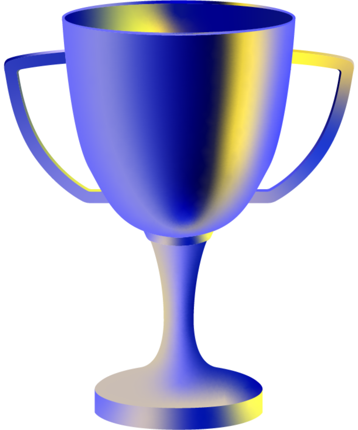 3D illustration of a trophy with yellow and blue gradient on its surface.